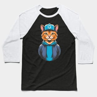 Cool Stylish Cat Baseball T-Shirt